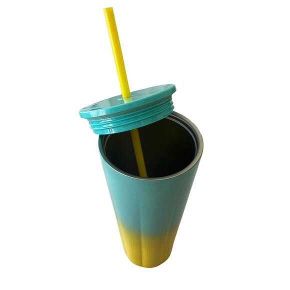 Starbucks 2021 Blue & Yellow Ombre Stainless Steel 24Oz Cold Cup New - Picture 3 of 5